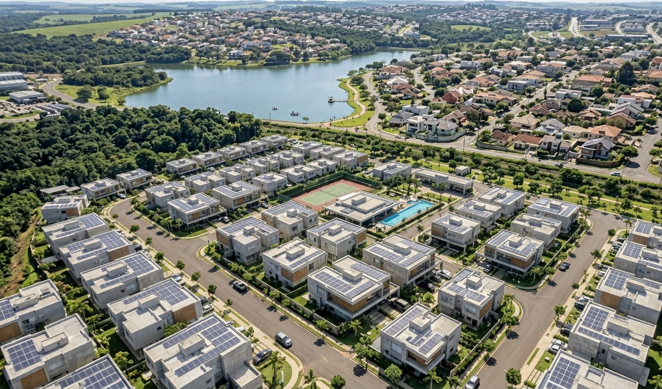 Condomínio Residencial Lago — Região de Campinas/SP · Sistema solar instalado pela Helion