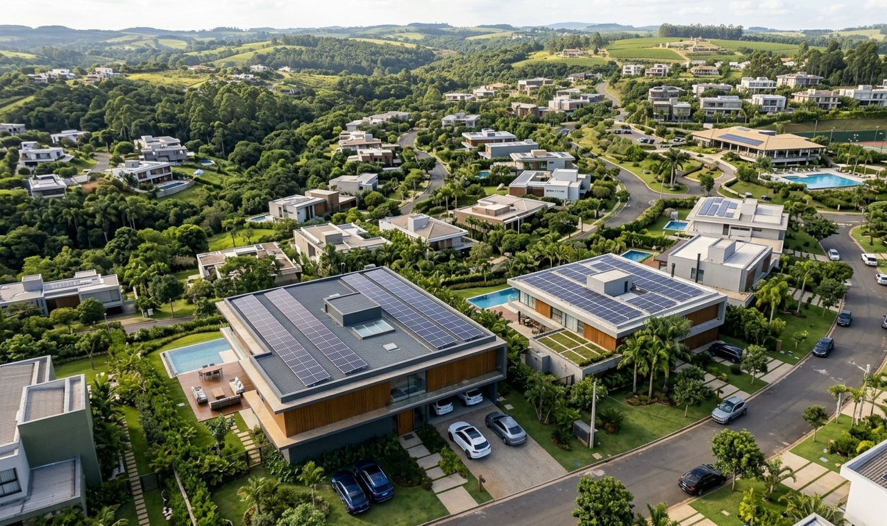 Mansão em Condomínio de Luxo — Itu/SP · Sistema solar instalado pela Helion